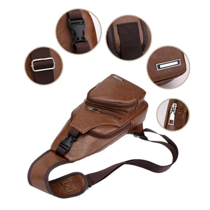 Male USB Charging Shoulder Crossbody Chest Bag