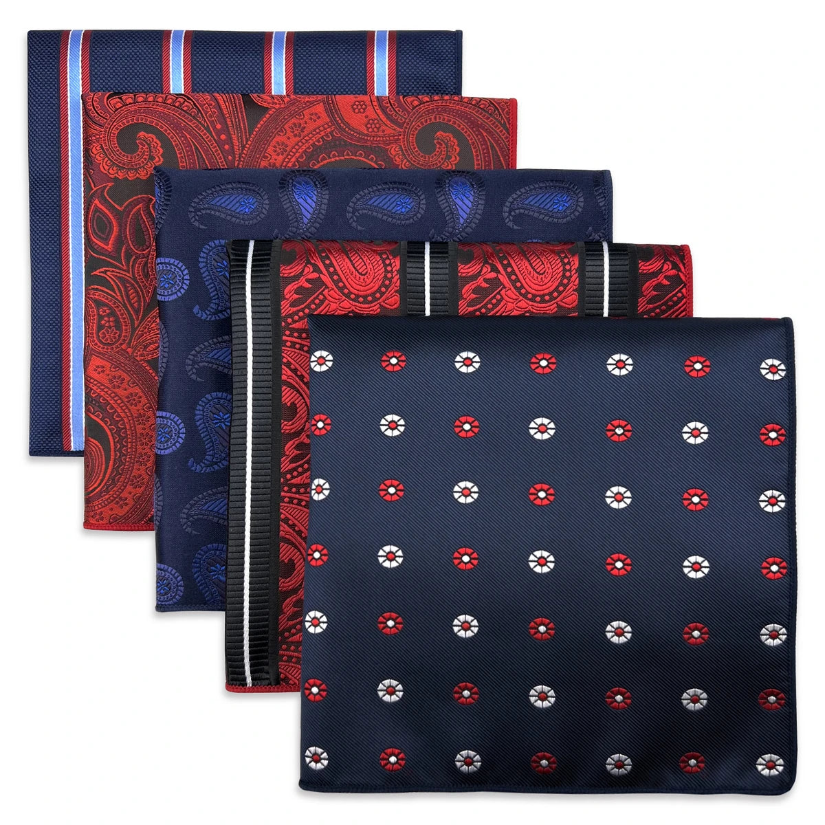 New 5-Piece Assorted Fashion Men's Pocket Square Set