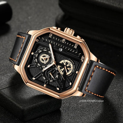 Men's Quartz Watch with PU Leather Strap – Business & Sports Style