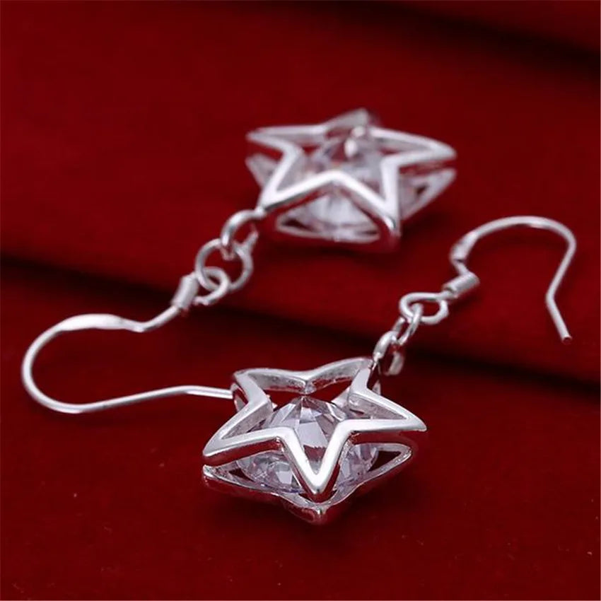 925 Sterling Silver Star Crystal Earrings