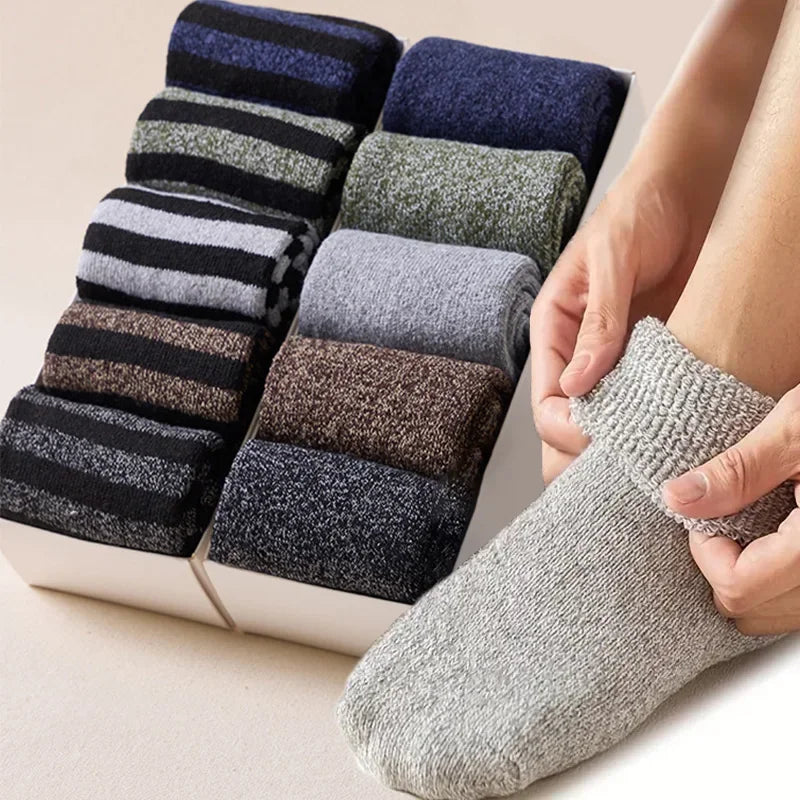 5 Pairs Super Thick Winter Merino Wool Socks | Warm & Cozy for Cold Weather