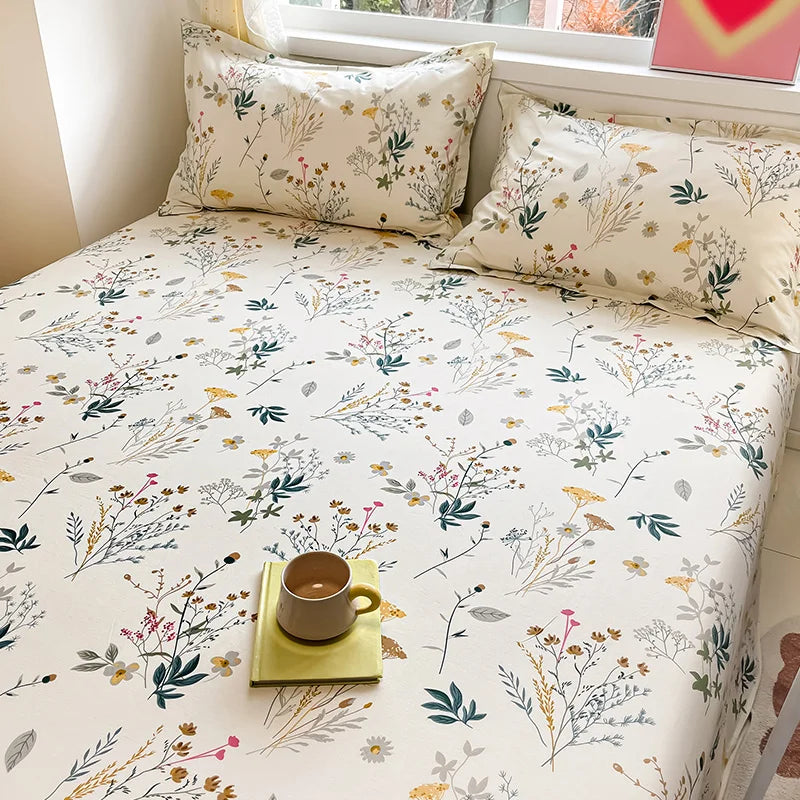 Cotton Bed Sheet Flower Series | Soft Cartoon Pattern Flat Sheet