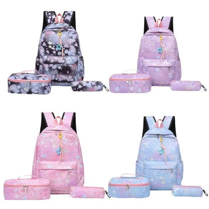 Flower Printed 3-Piece Backpack Set