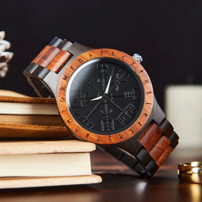 Viking Men's Wooden Wristwatch – Customizable Timepiece