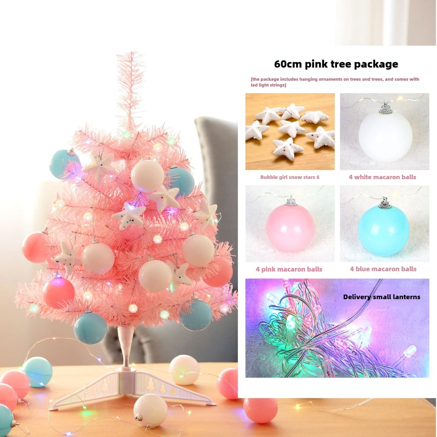 Pink Mini Christmas Tree - 60cm Tabletop Ornament