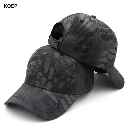 KOEP Black Python Camouflage Fishing Cap – Outdoor Hunting Cotton Snapback Hat