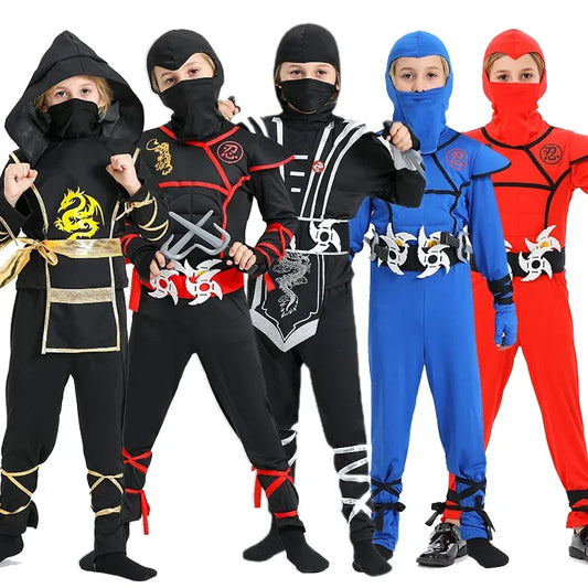 Kids Ninja Cosplay Costume with Props Set for Halloween Party