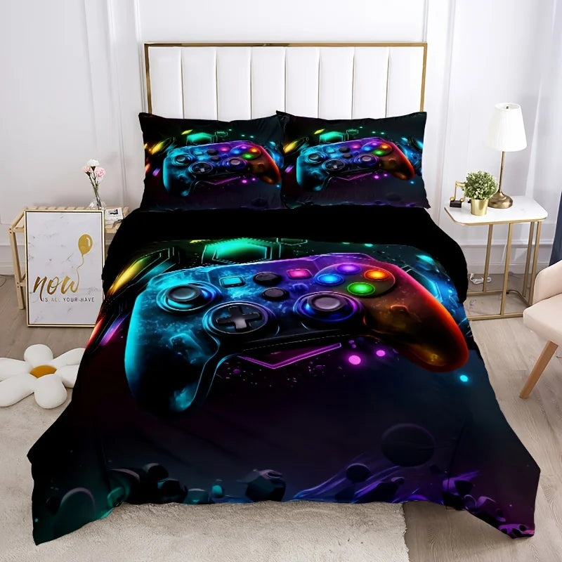 Fashionable Cool Duvet Cover Set | Colorful Gamepad Print Bedding