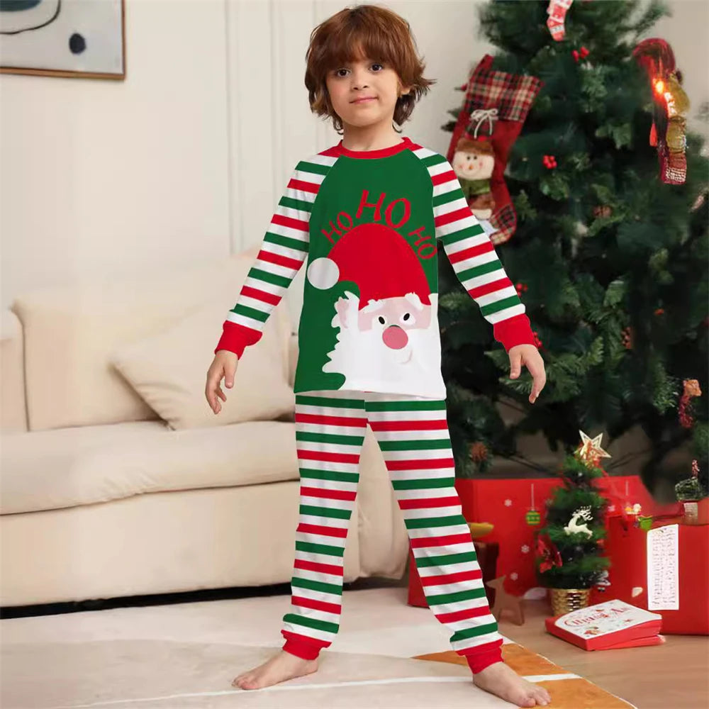 Christmas Family Matching Pajamas Set - Striped Santa Claus Sleepwear for All