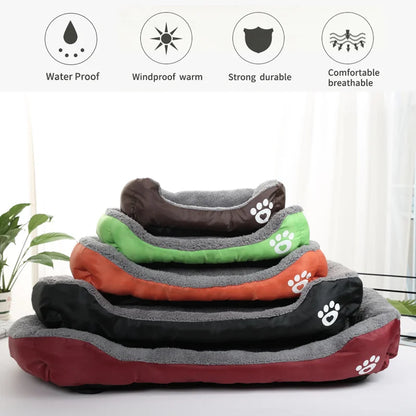 Large Waterproof Plush Pet Bed - Washable Cushion for Dogs & Cats