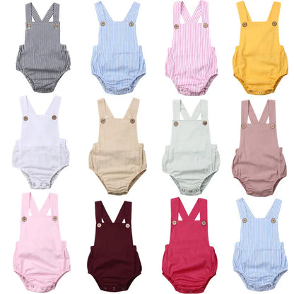 11-Color Newborn Infant Bodysuit – Summer Button Jumpsuit