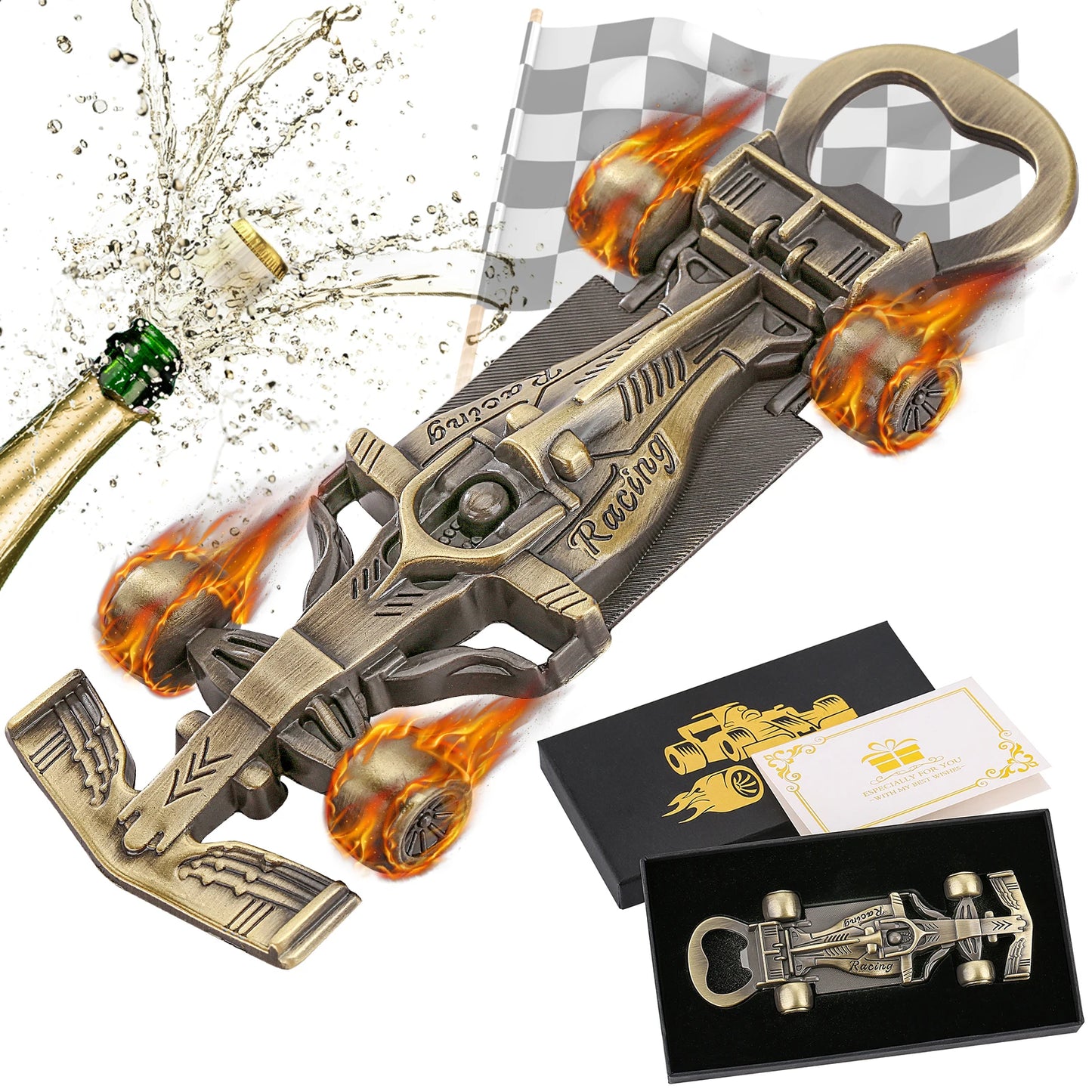 Bronze Racing Beer Bottle Opener – Funny Gift for Men