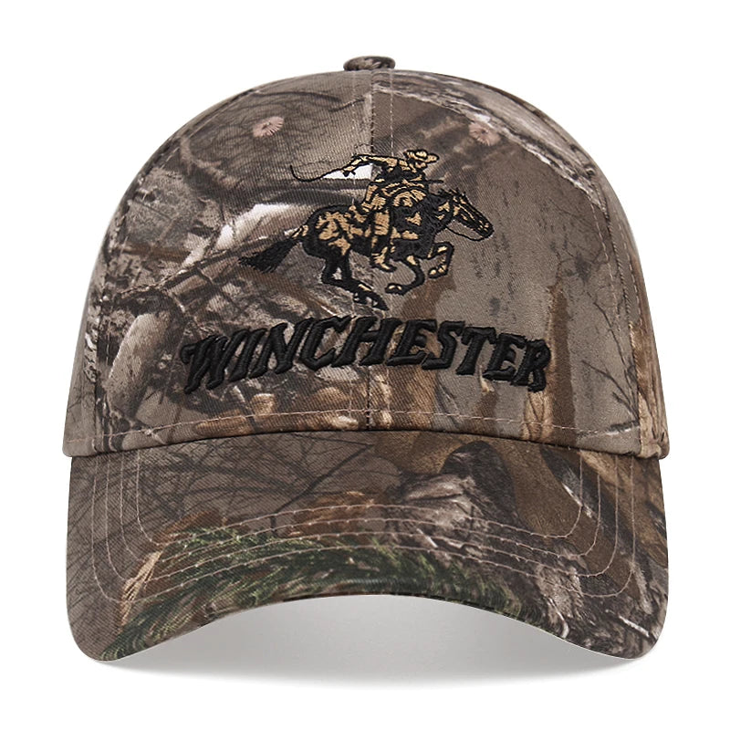 Winchester Embroidered Tactical Camo Baseball Cap for Men – Adjustable Outdoor Sports Sun Hat