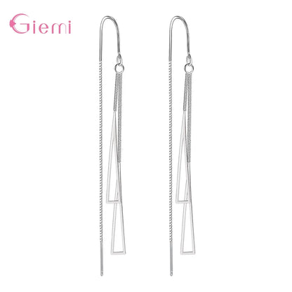 925 Sterling Silver Geometric Tassel Earrings