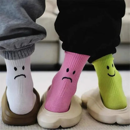 Crying Face Pure Color Cotton Socks