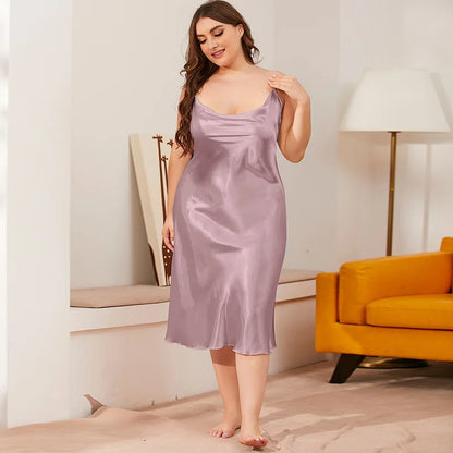 Large Size Ice Silk Nightgown for Women