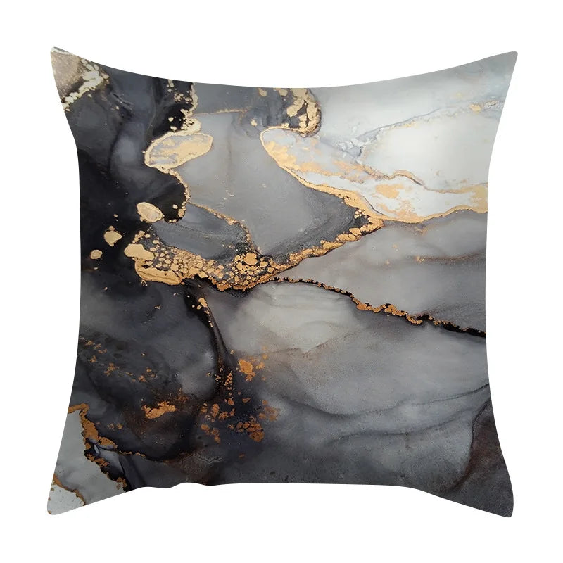 45x45cm Marbling Pillow Case – Elegant Golden Stamping