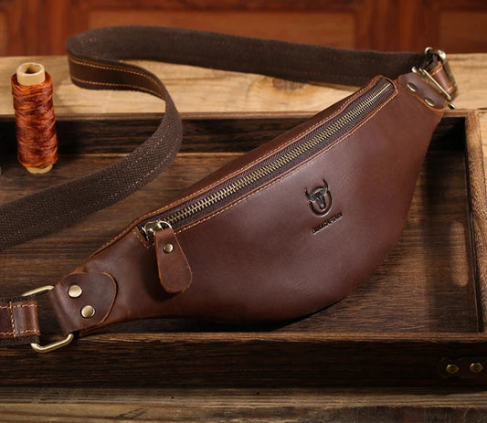 Men's Crazy Horse Leather Belt Bag