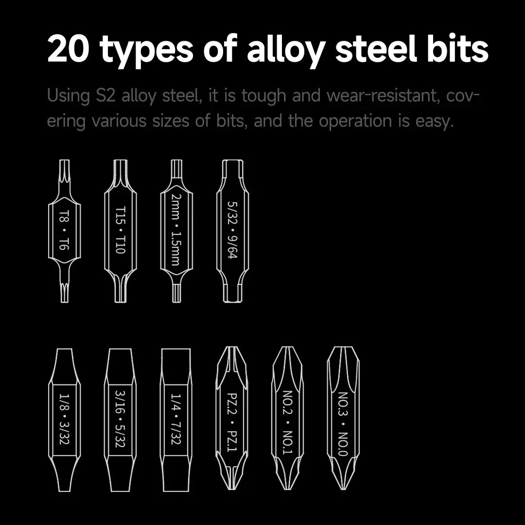 NexTool Hex Bit Accessory Kit - 20 Types of Screwdriver Set