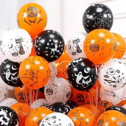 10-100pcs Halloween Black Orange Pumpkin Spider Skeleton Balloons for Party Decor