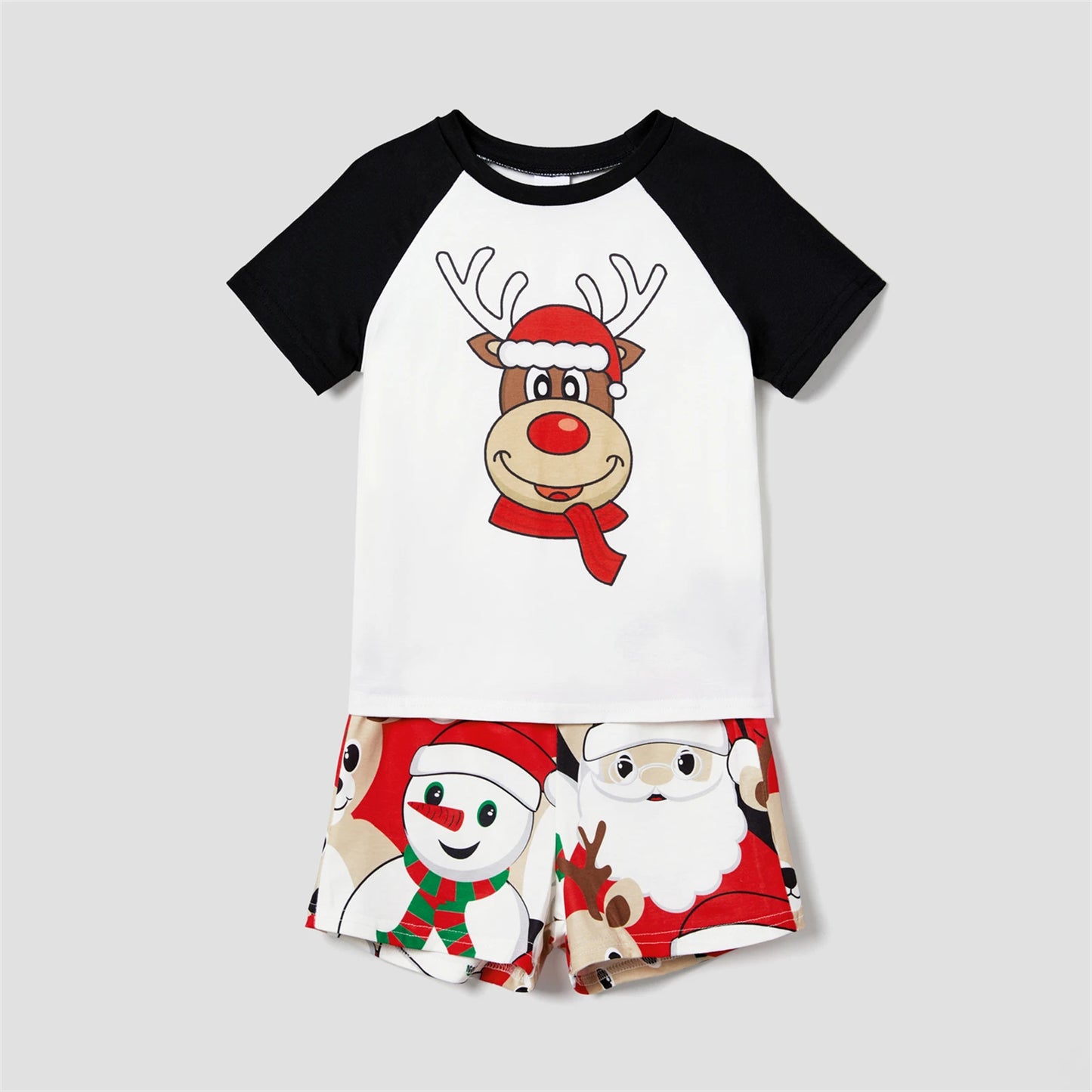 Family Matching Christmas Pajamas – Short-Sleeve Graphic Tee & Shorts Set