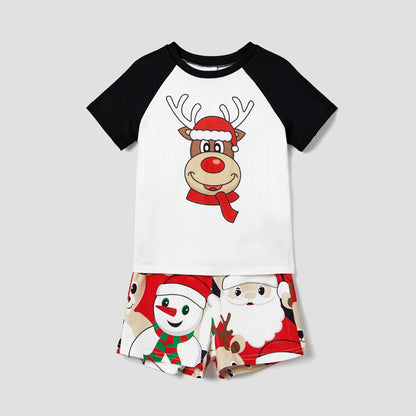 Family Matching Christmas Pajamas – Short-Sleeve Graphic Tee & Shorts Set