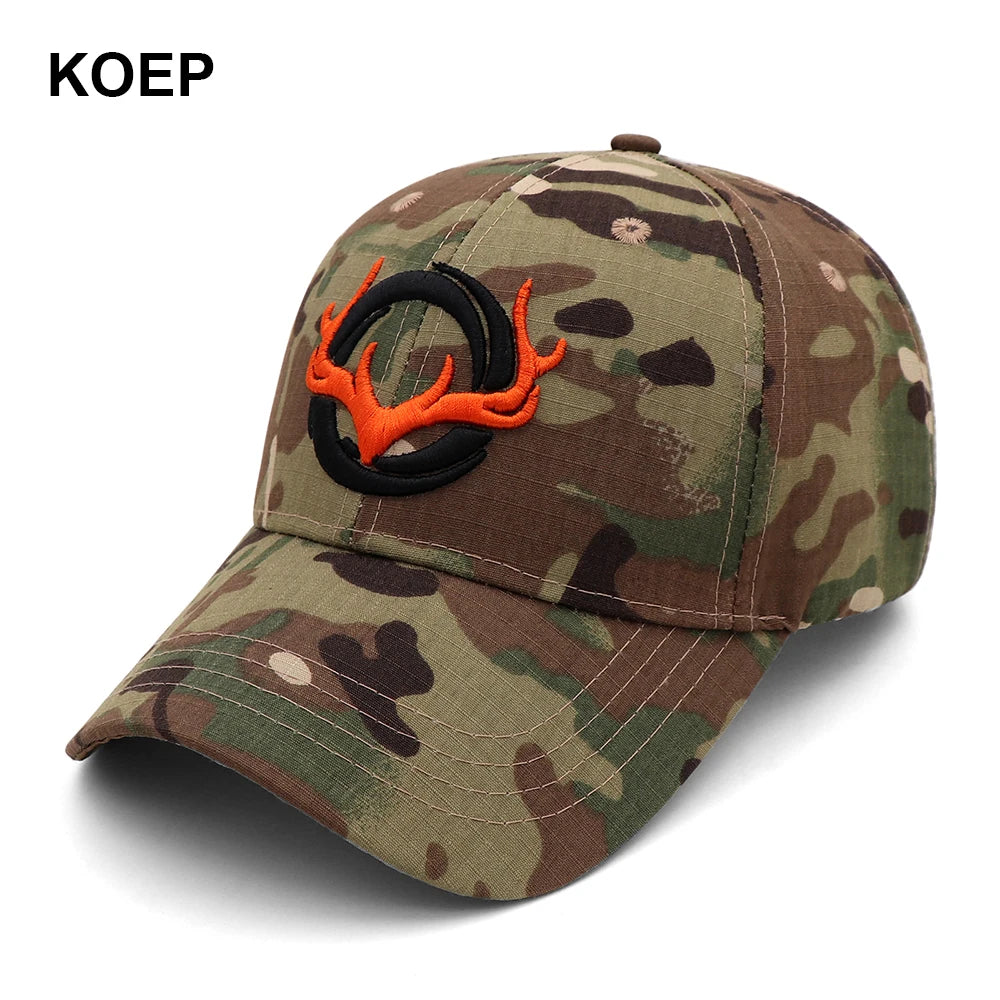 KOEP New Camo Baseball Cap for Men - Outdoor Fishing & Hunting Hat with 3D Deer Head Design