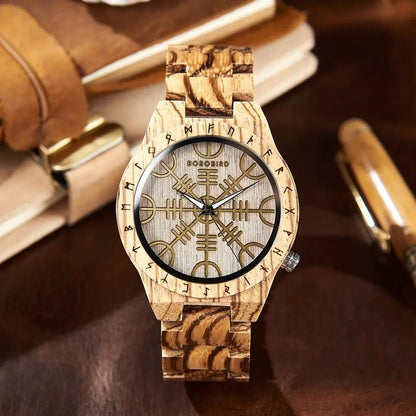 Viking Men's Wooden Wristwatch – Customizable Timepiece