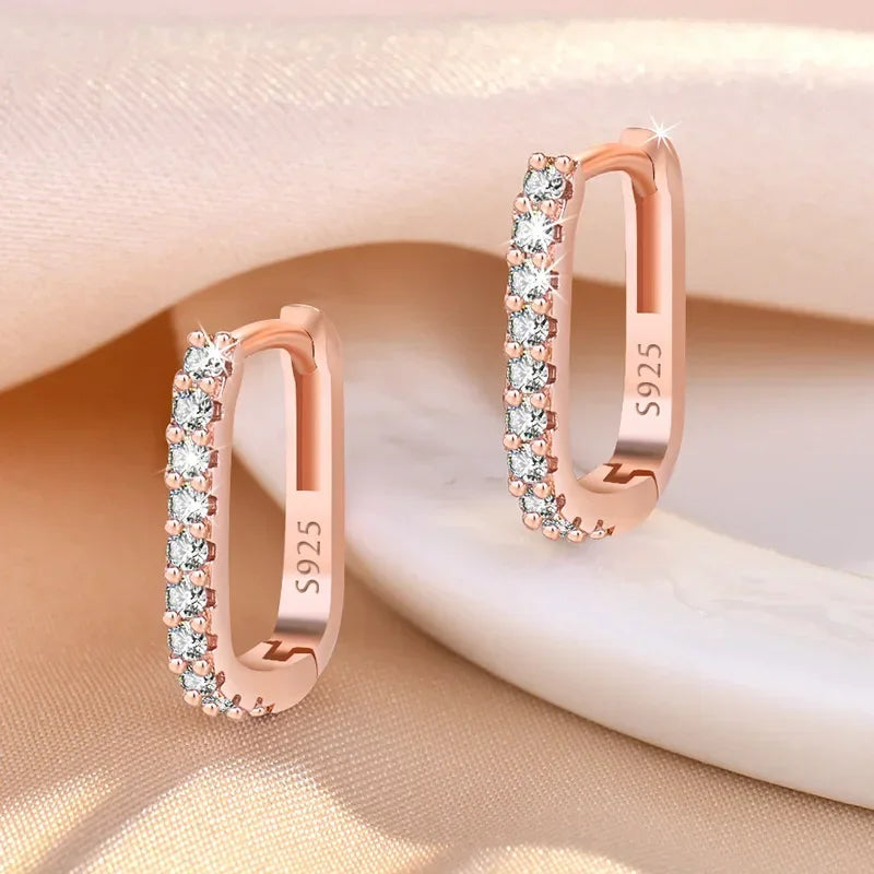 925 Sterling Silver Crystal Circle Hoop Earrings for Women