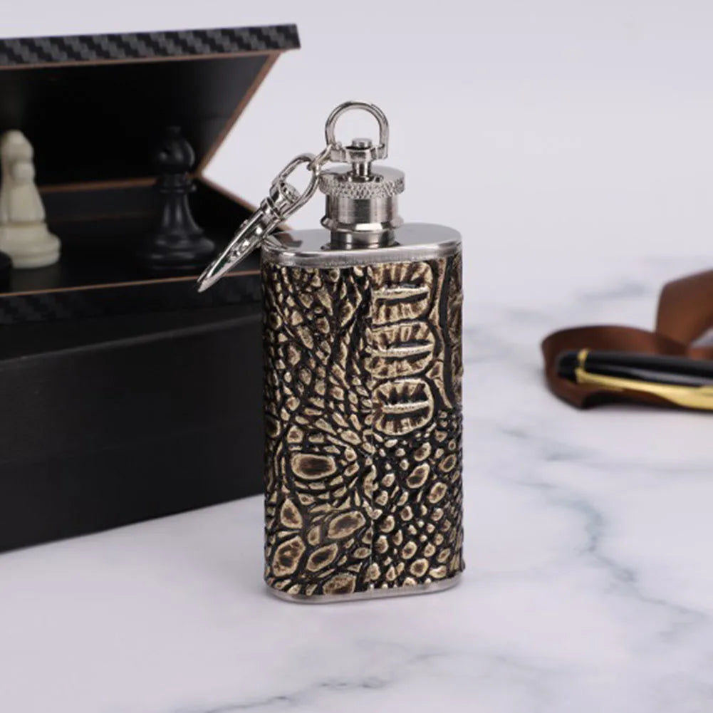 1/2 Oz Stainless Steel Hip Flask with Keychain