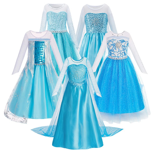 Kids Snow Queen Dress | Elsa Halloween Luxury Ball Gown