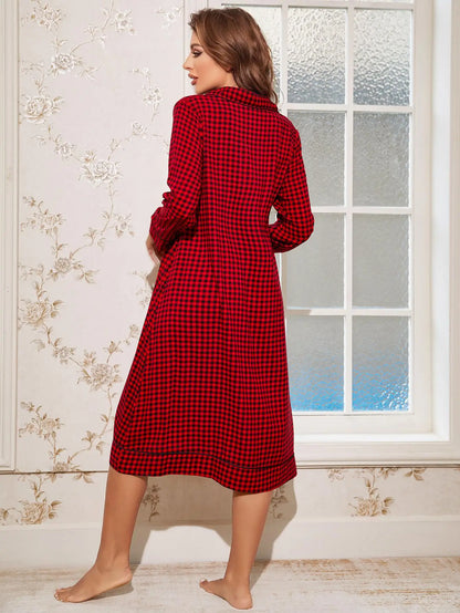 Women's Long Sleeve Nightgown – Button-Down Sleepwear