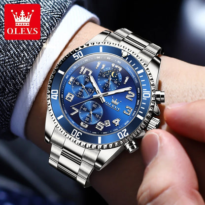 Luxury Quartz Watch for Men - Waterproof Stainless Steel Chronograph