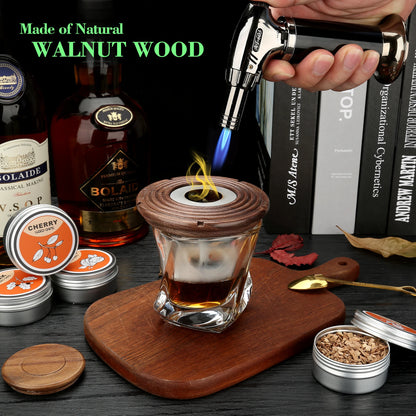 Cocktail Smoker Kit – Old Fashioned Whiskey Smoking Set with 4 Wood Chips