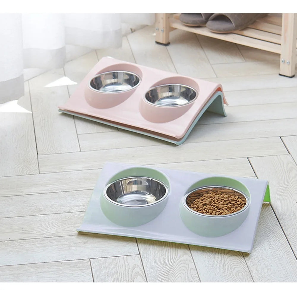 Stainless Steel Double Pet Bowl Feeder