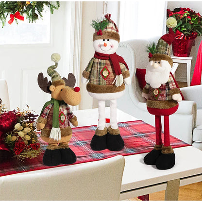 Christmas Santa, Snowman & Reindeer Plush Dolls - Table & Mantel Decorations