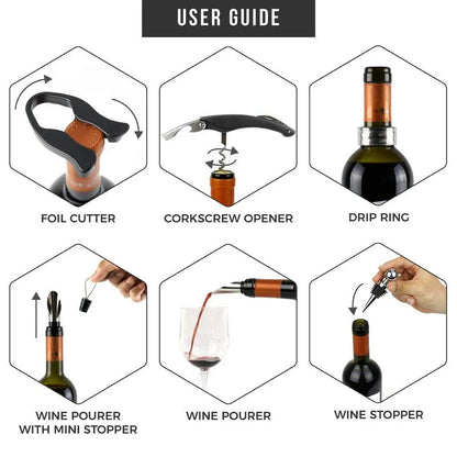 Deluxe Wine Opener Gift Set – 5-Piece Bottle Opening Kit with Waiter’s Corkscrew