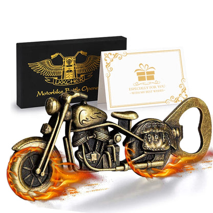 Bronze Motorcycle Beer Bottle Opener – Personalized Gift for Men