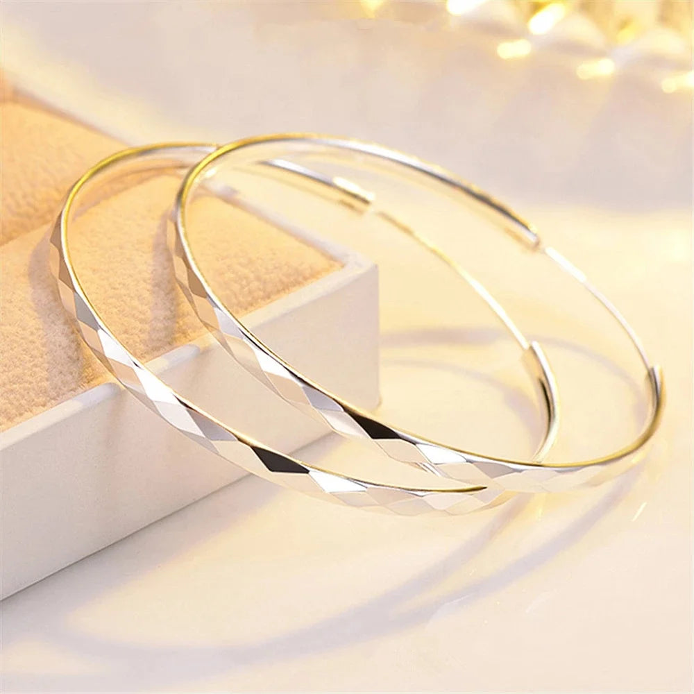 Luxury 925 Sterling Silver 5CM Big Circle Hoop Earrings for Women