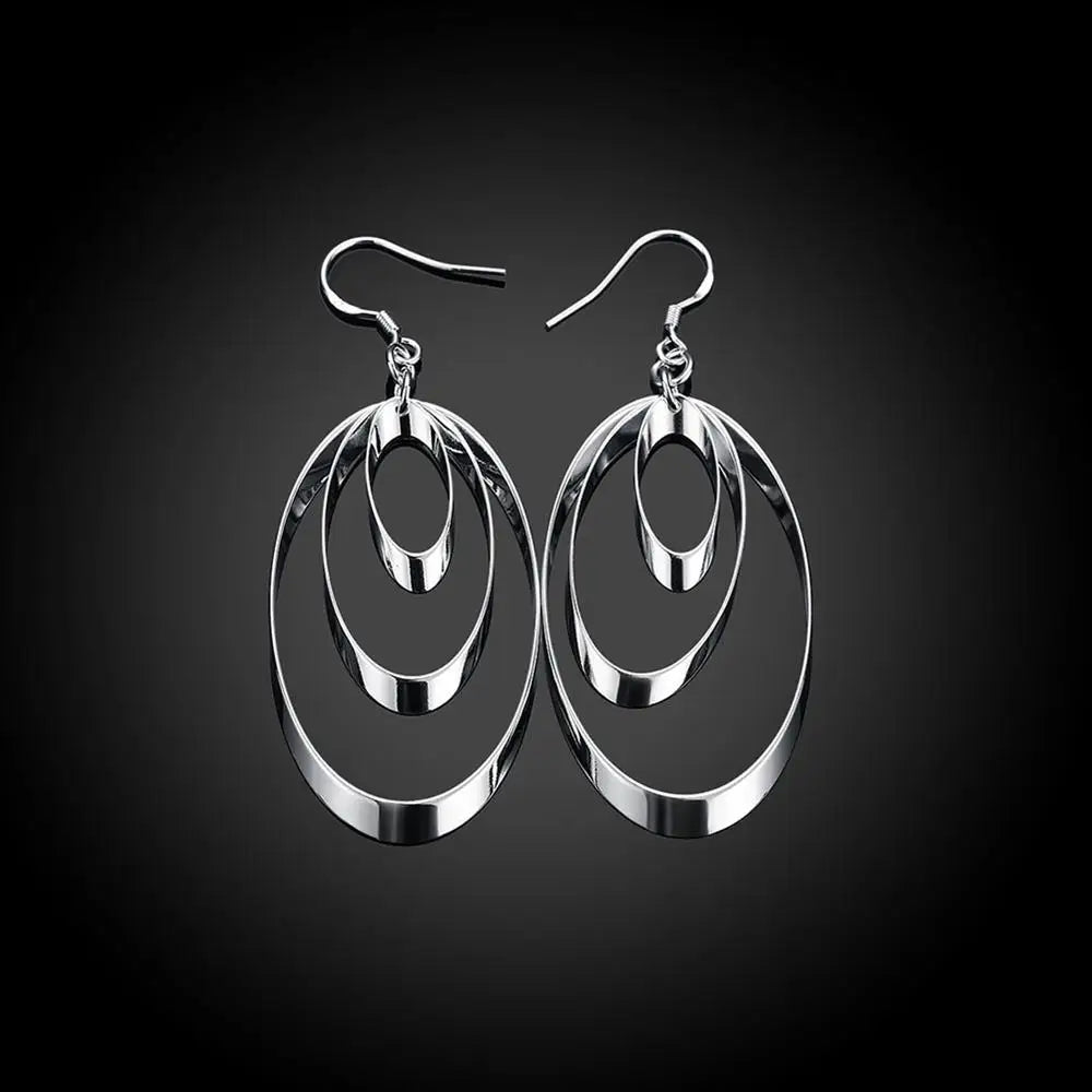 925 Sterling Silver Round Charm Earrings for Women