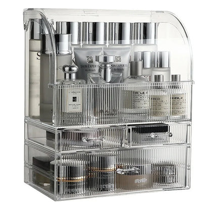 Large Clear Acrylic Makeup Drawer Organizer with Lid