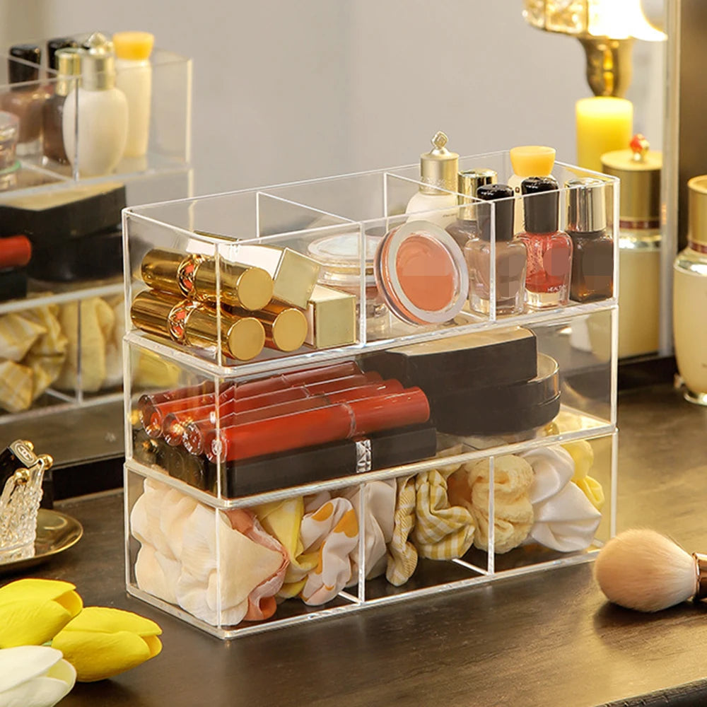 Clear Acrylic Makeup Storage Box - 3 Layered Organizer