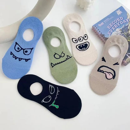 5 Pairs Women Funny Cartoon Socks Slippers Set