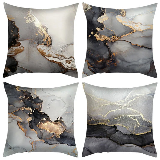 45x45cm Marbling Pillow Case – Elegant Golden Stamping