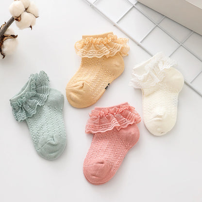 Lace Trim Baby Princess Dress Walking Socks