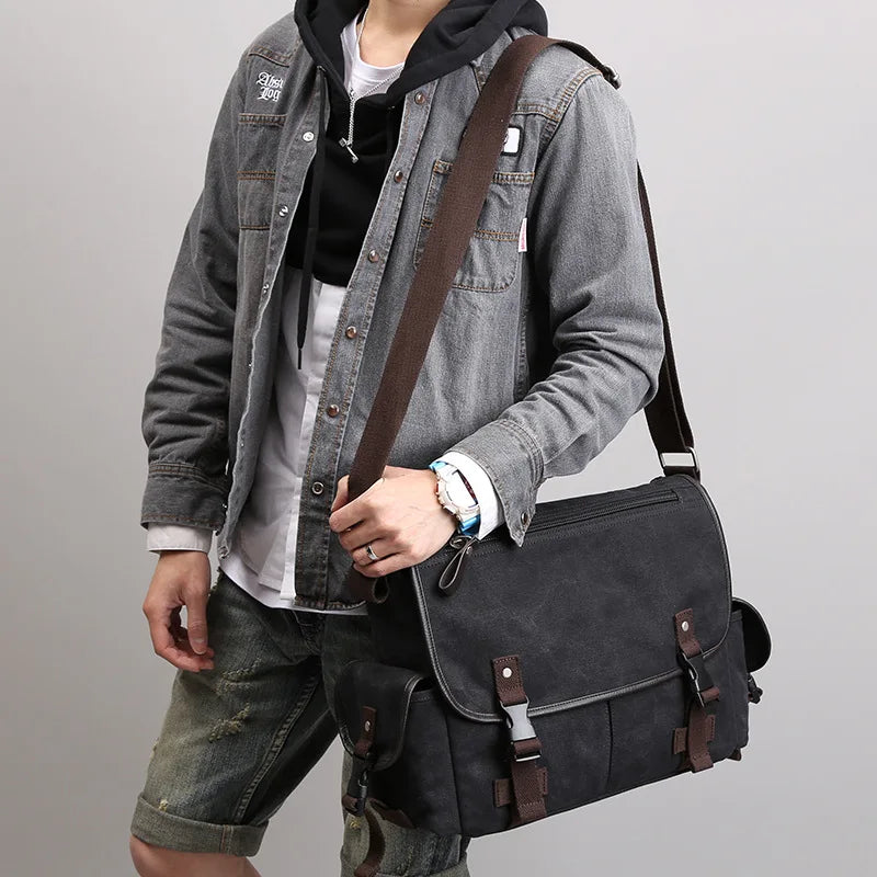 Men’s Canvas Shoulder Bag | Male Crossbody Sling Bag