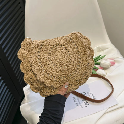 Handmade Hollow Woven Shoulder Bag - Summer Crochet Crossbody Bag