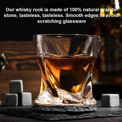 9-Piece Cube Chilling Stones Set – Reusable Whiskey Stones with Tongs & Stopper