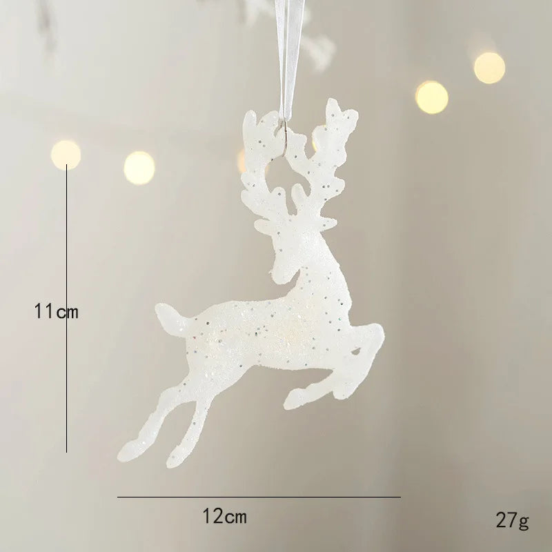 Christmas Tree Hanging Pendants - Glitter Small Xmas Deer Ornaments