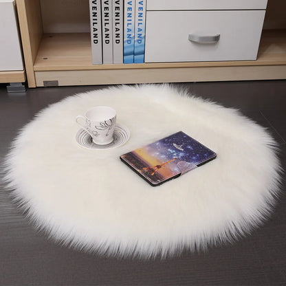 35 cm Faux Fur Round Pillow Cushion | Soft Chair Seat & Home Decor Mat